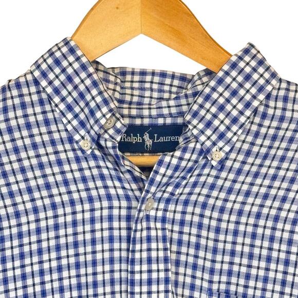 Polo Ralph Lauren Blaire Blue Plaid Long Sleeve Mens Button-Down Shirt Sz L - Picture 2 of 7
